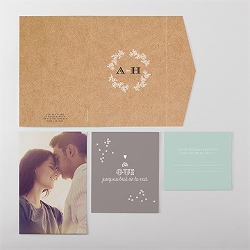 Faire-part mariage petite cocotte pocketfold - Vue ensemble extérieur
