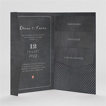 Faire-part mariage retro original pocketfold - Intérieur du faire-part