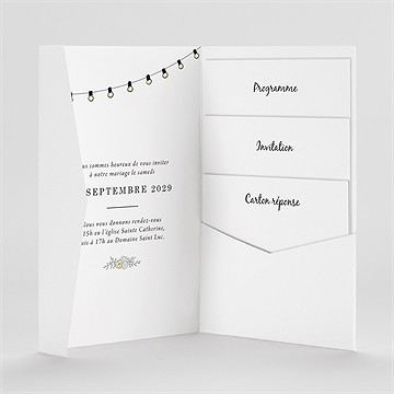 Faire-part mariage guinguette pocketfold - Intérieur du faire-part