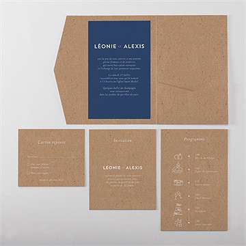 Faire-part mariage uniques empreintes pocketfold - Vue d'ensemble intérieur