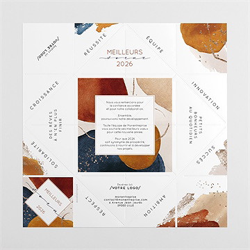 Carte de voeux artistique origami - Intérieur de la cocotte dépliée