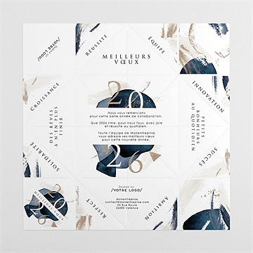 Carte de voeux artiste origami - Intérieur de la cocotte dépliée