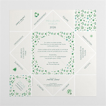 Carte de voeux écologique origami - Intérieur de la cocotte dépliée