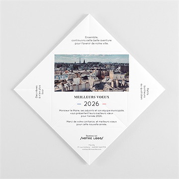 Carte de voeux ville origami - Intérieur de la cocotte pliée