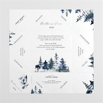 Carte de voeux noël entreprise origami - Intérieur de la cocotte dépliée