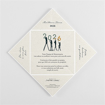 Carte de voeux artisan origami - Intérieur de la cocotte pliée