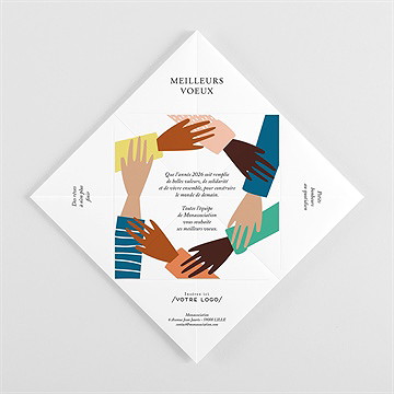 Carte de voeux solidaires origami - Intérieur de la cocotte pliée