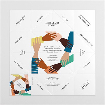 Carte de voeux solidaires origami - Intérieur de la cocotte dépliée