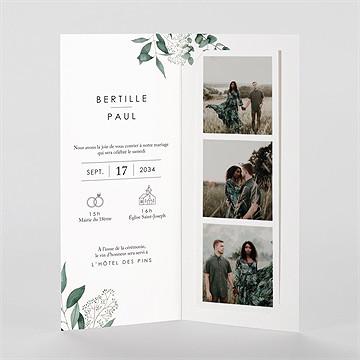 Faire-part mariage sauvage photomaton - Intérieur du faire-part