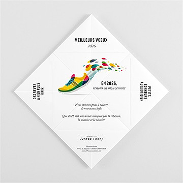 Carte de voeux sport origami - Intérieur de la cocotte pliée