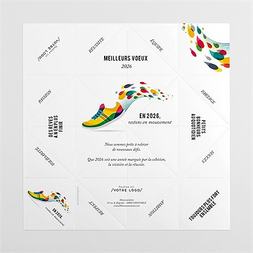 Carte de voeux sport origami - Intérieur de la cocotte dépliée