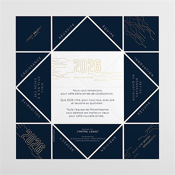 Carte de voeux informatique origami - Intérieur de la cocotte dépliée