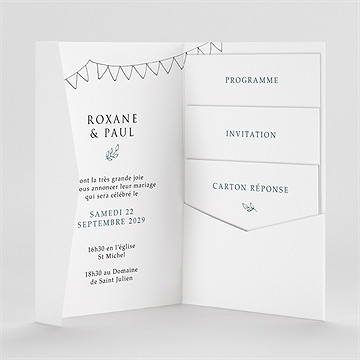 Faire-part mariage belle couronne pocketfold - Intérieur du faire-part