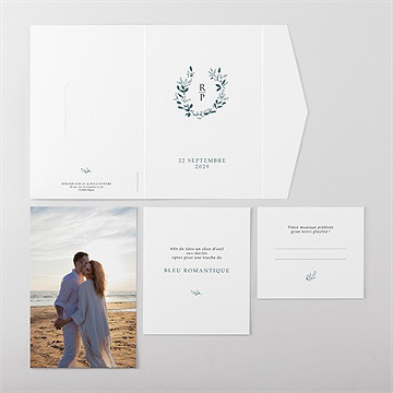 Faire-part mariage belle couronne pocketfold - Vue ensemble extérieur