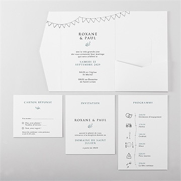 Faire-part mariage belle couronne pocketfold - Vue d'ensemble intérieur