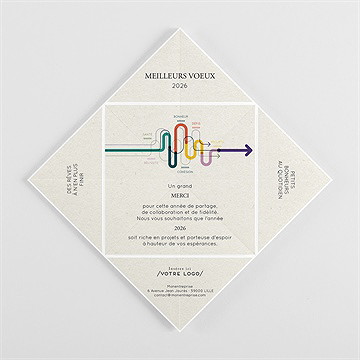 Carte de voeux transport origami - Intérieur de la cocotte pliée