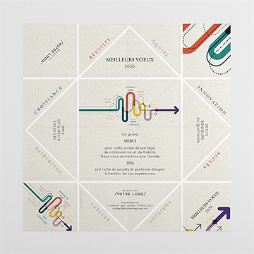 Carte de voeux transport origami - Intérieur de la cocotte dépliée