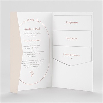Faire-part mariage tendre capsule pocketfold - Intérieur du faire-part