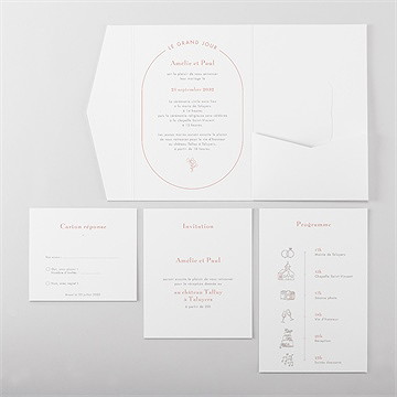 Faire-part mariage tendre capsule pocketfold - Vue d'ensemble intérieur