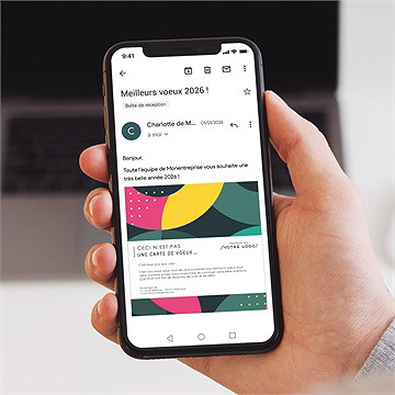 Carte de voeux virtuelle image entreprise illustrateur - Mise en situation