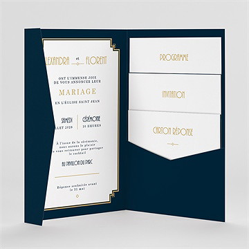Faire-part mariage art déco pocketfold - Intérieur du faire-part
