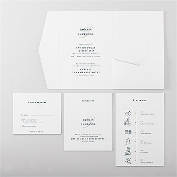 Faire-part mariage en relief pocketfold - Vue d'ensemble intérieur