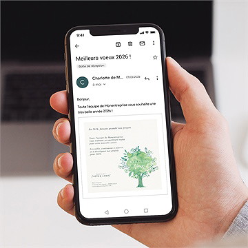 Carte de voeux virtuelle image entreprise jardinier - Mise en situation
