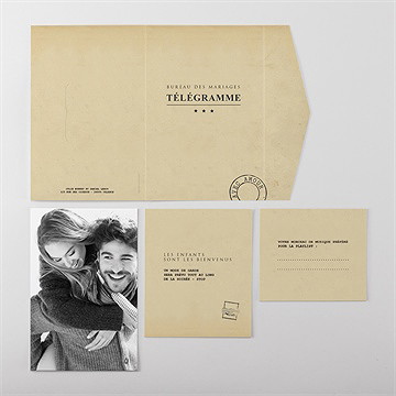 Faire-part mariage notre télégramme pocketfold - Vue ensemble extérieur