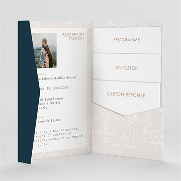 Faire-part mariage notre passeport pocketfold - Intérieur du faire-part
