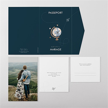 Faire-part mariage notre passeport pocketfold - Vue ensemble extérieur