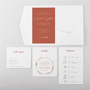 Faire-part mariage terre de feu pocketfold - Vue d'ensemble intérieur