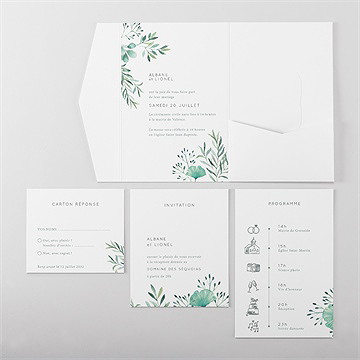 Faire-part mariage let love grow ! pocketfold - Vue d'ensemble intérieur