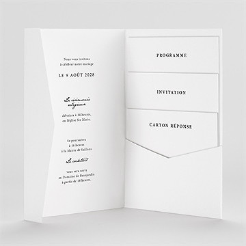 Faire-part mariage epuré pocketfold - Intérieur du faire-part