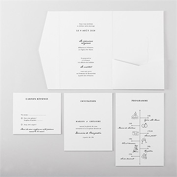 Faire-part mariage epuré pocketfold - Vue d'ensemble intérieur