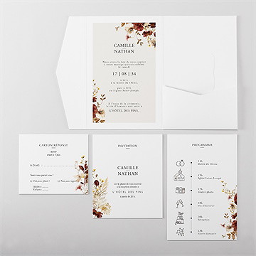 Faire-part mariage en automne - Vue d'ensemble intérieur