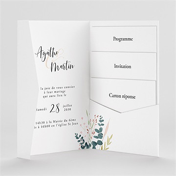 Faire-part mariage bouquet ardent pocketfold - Intérieur du faire-part