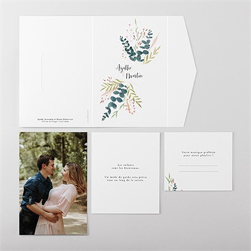 Faire-part mariage bouquet ardent pocketfold - Vue ensemble extérieur
