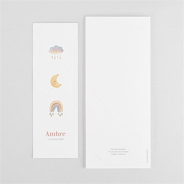 Faire-part naissance nuages & arc en ciel - Dos du faire-part