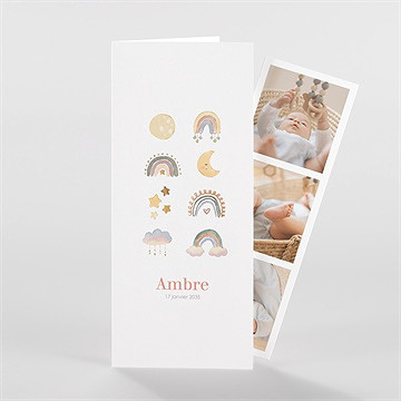 Faire-part naissance nuages & arc en ciel - Vue d'ensemble