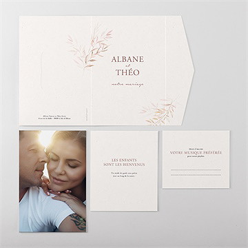 Faire-part mariage poésie boheme pocketfold - Vue ensemble extérieur