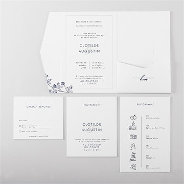 Faire-part mariage esperluette pocketfold - Vue d'ensemble intérieur