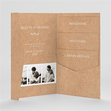 Faire-part mariage bohème écolo pocketfold - Intérieur du faire-part