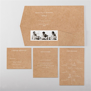 Faire-part mariage bohème écolo pocketfold - Vue d'ensemble intérieur