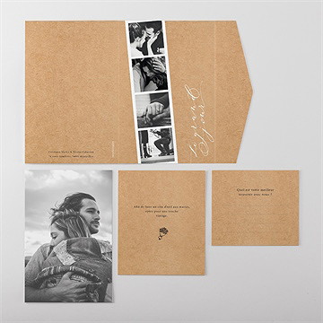 Faire-part mariage photomaton pocketfold - Vue ensemble extérieur