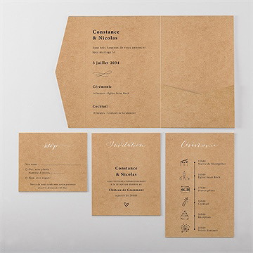 Faire-part mariage photomaton pocketfold - Vue d'ensemble intérieur