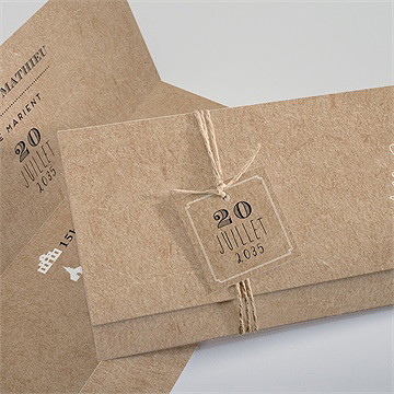 Faire-part mariage kraft en folie pochette