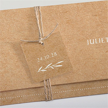 Faire-part mariage bohème écolo pochette - Détail du faire-part