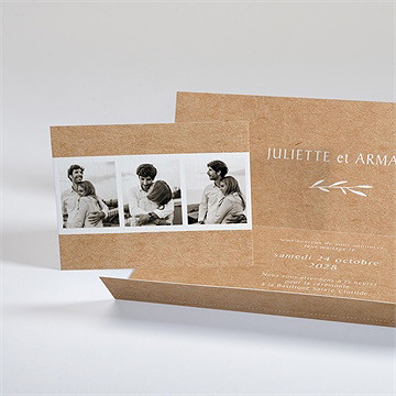 Faire-part mariage bohème écolo pochette - Intérieur du faire-part