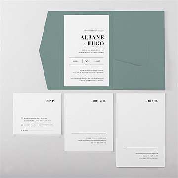 Faire-part mariage annonce minimaliste - Vue d'ensemble intérieur