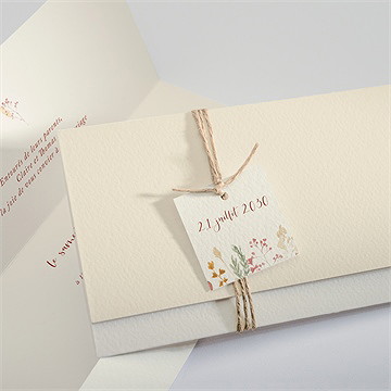 Faire-part mariage élégance champêtre pochette